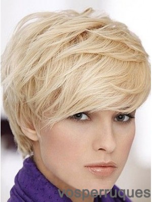 Blonde courte ligne droite Boycuts capless perruque boutique en ligne