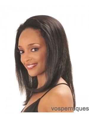 Perruque de cheveux humains Remy indienne droite capless longue noire