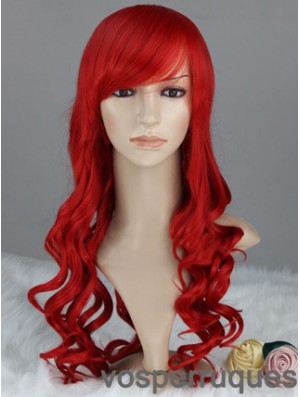 Wavy With Bangs Lace Front Discount 22 pouces rouge longues perruques