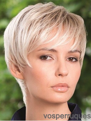 Perruque de cheveux synthétiques Boycuts Style droit Couleur blonde Longueur courte