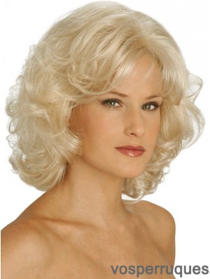 Perruques UK Synthétique Chin Longueur Blonde Couleur Bouclée Style