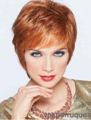 Boycuts Cropped Synthetic Straight Auburn Monofilament Wig Large