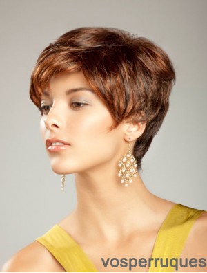 Perruque de cheveux synthétiques courts Boycuts Longueur courte Couleur Auburn