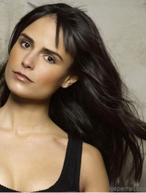 Perruques à la mode noires longues droites de 18 pouces en couches Jordana Brewster