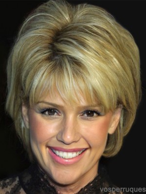 Good Blonde Short Straight With Bangs 10  inchSynthetic Wigs