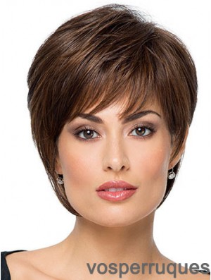 Convient 8  inchStraight Brown avec Bangs perruques courtes