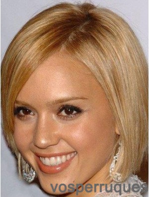 Droite 100% noué à la main Bobs Chin Longueur Blonde en ligne Perruques Jessica Alba