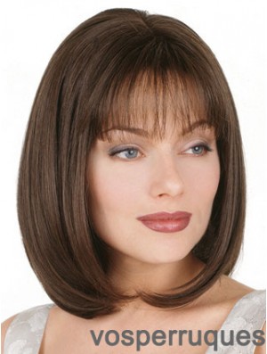 Bob droite perruque longueur de menton couleur brune bobs coupés avec capless