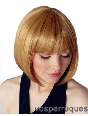 Sans capuchon longueur de menton droite blonde durable Bob perruques