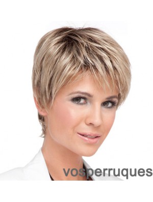 5 pouces incroyables droites Boycuts Blonde perruques courtes