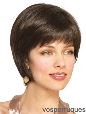 Bobs de cheveux humains avec la longueur courte de couleur brune capless