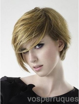 Layered Straight Blonde Capless perruques courtes pas chères