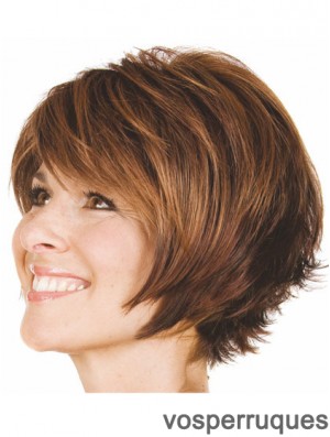 Bobs Wavy Brown capless perruques courtes pratiques