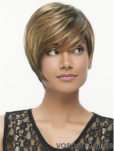 Bobs Straight Brown Capless perruques courtes de haute qualité