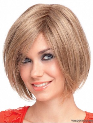 Bobs perruque longueur de menton style droit couleur blonde avec capless