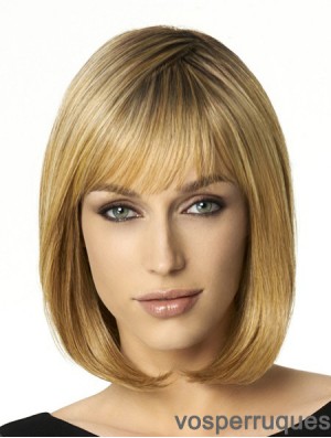 Longueur d'épaule Bobs 12 pouces droite blonde perruques moyennes