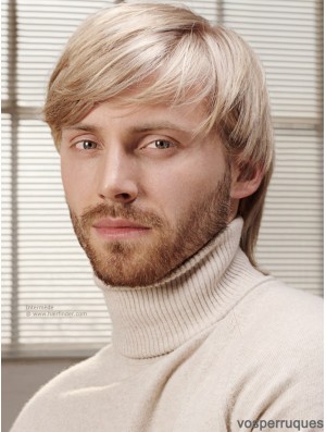 Full Lace Blonde 6  inchShort avec Bangs Costume Perruques pour hommes