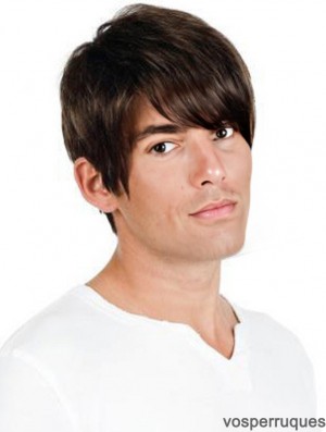 Full Lace Brown Remy Human Straight Perruques professionnelles pour hommes