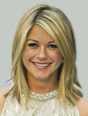 Longueur d'épaule Droite Layered Capless Blonde Incredible 14  inchJennifer Aniston Perruques