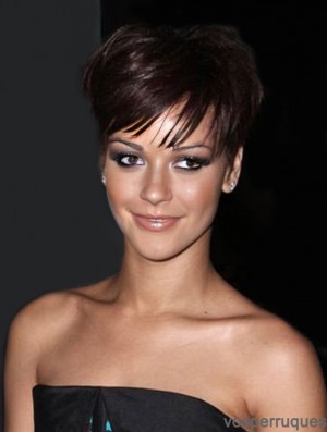 Perruques de style Rihanna avec des coupes sans bonnet Longueur recadrée Couleur Auburn