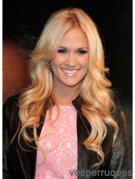 25 pouces capless synthétiques longues bouclés blonds couches perruques carrie underwood