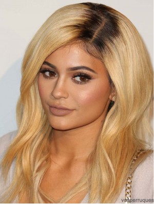 Perruques Kylie Jenner capless en couches ondulées longues de 14 pouces les moins chères