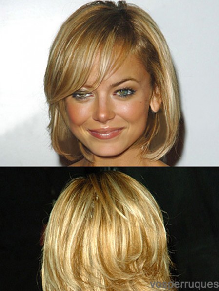 Style Blonde menton longueur ondulée 12 pouces Bobs Nicole Richie perruques