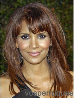 Full Lace Straight With Bangs Long Top 16 pouces Halle Berry Perruques