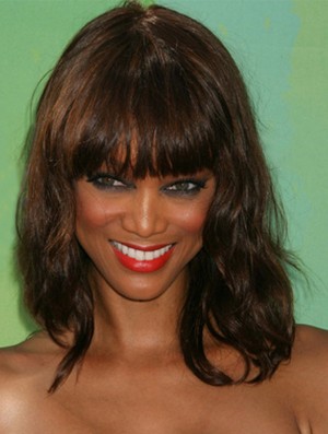 Auburn Wavy With Bangs Capless 14  inchTop Tyra Banks Perruques