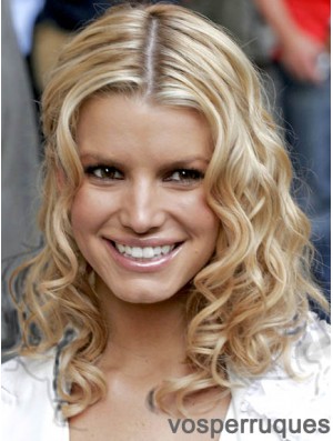 Ondulé avant de lacet en couches longueur d'épaule Blonde Sassy Jessica Simpson perruques