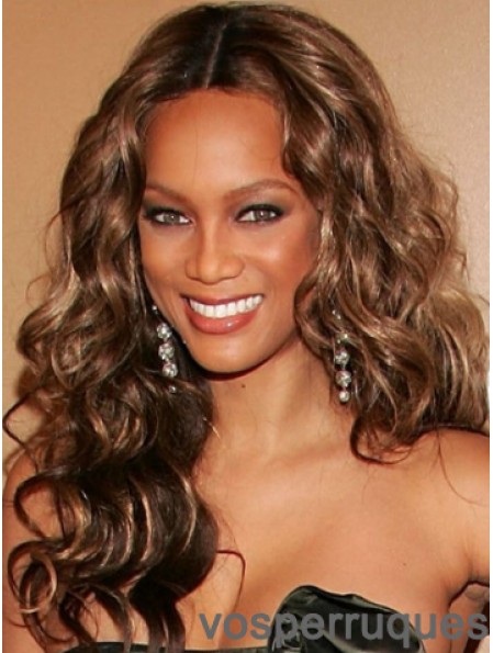 Brown Curly sans frange Lace Front 20  inchPerfect Tyra Banks perruques