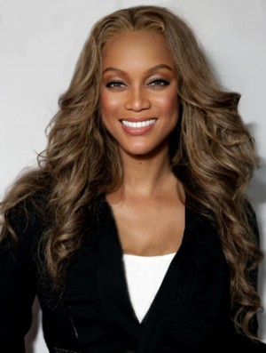 Brown Wavy Without Bangs Lace Front 24  inchIdeal Tyra Banks Perruques