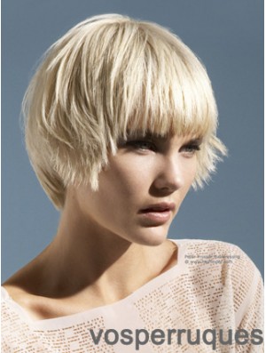 Monofilament Boycuts Short Straight 10  inchPlatinum Blonde Perruques de mode pratiques