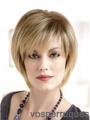 Lace Front Straight Layered Short 8 pouces Top Perruques de cheveux humains