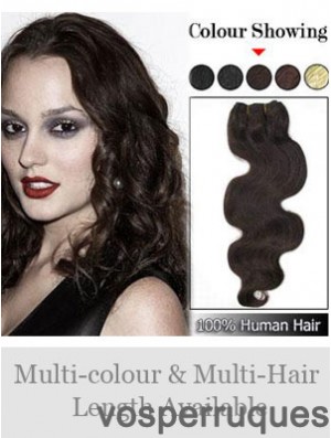 Extensions de trame ondulées brunes de cheveux humains remy ondulés