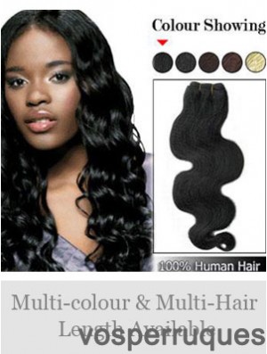 Extensions de trame étonnantes noires de cheveux humains remy ondulés