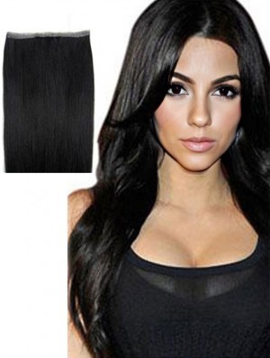 Extensions de trame noires de cheveux humains remy droits