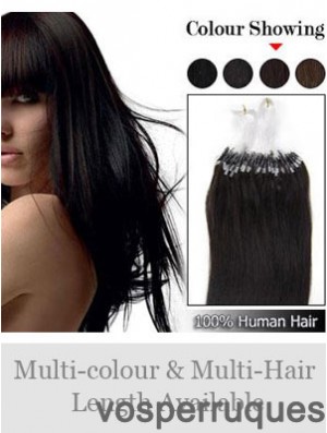 Belles extensions de cheveux d'anneau de boucle micro droite noire