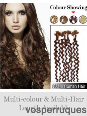 Auburn Curly Durable Nail / U Tip Hair Extensions